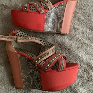 Jessica Simpson Multi-color Snake Skin Georg Wedge